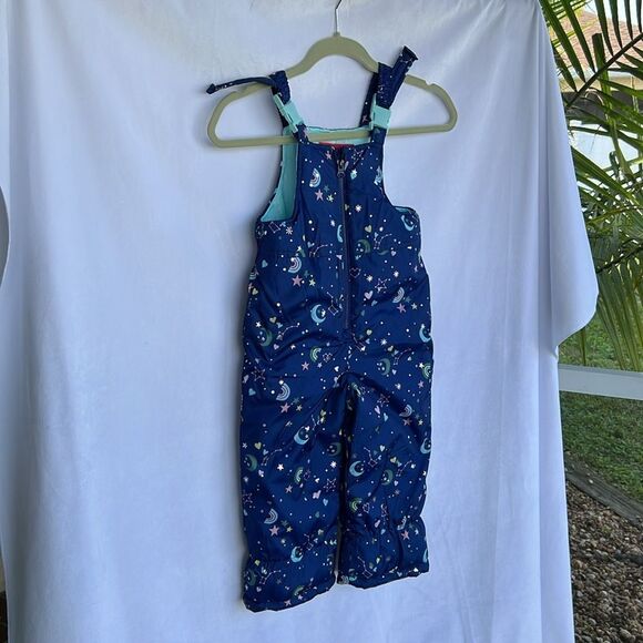 London Fog Girls Snow Pants Ski Bibs Size 4T Blue Stars - Picture 2 of 7